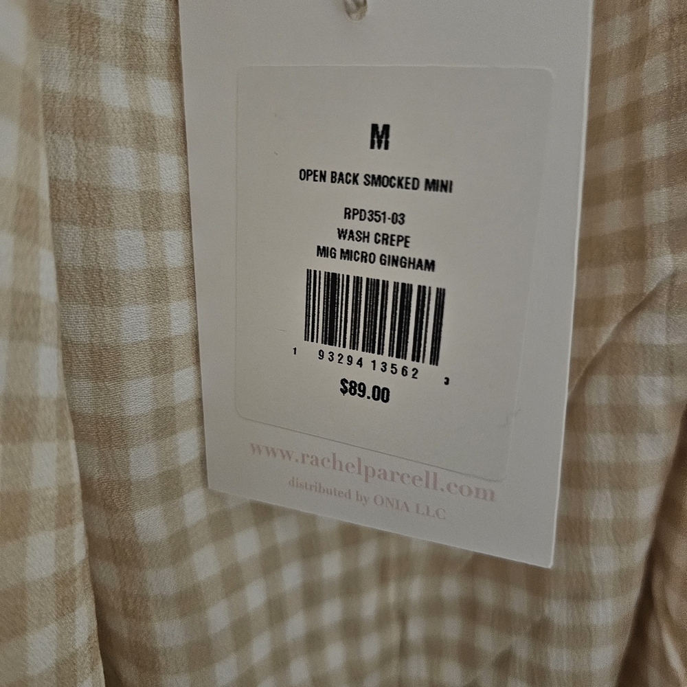 Elegant Cream Gingham Dress - Picture 3 of 4